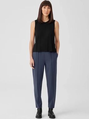 Eileen Fisher Navy Blue Flex Ponte Pintuck Pant Petite Medium